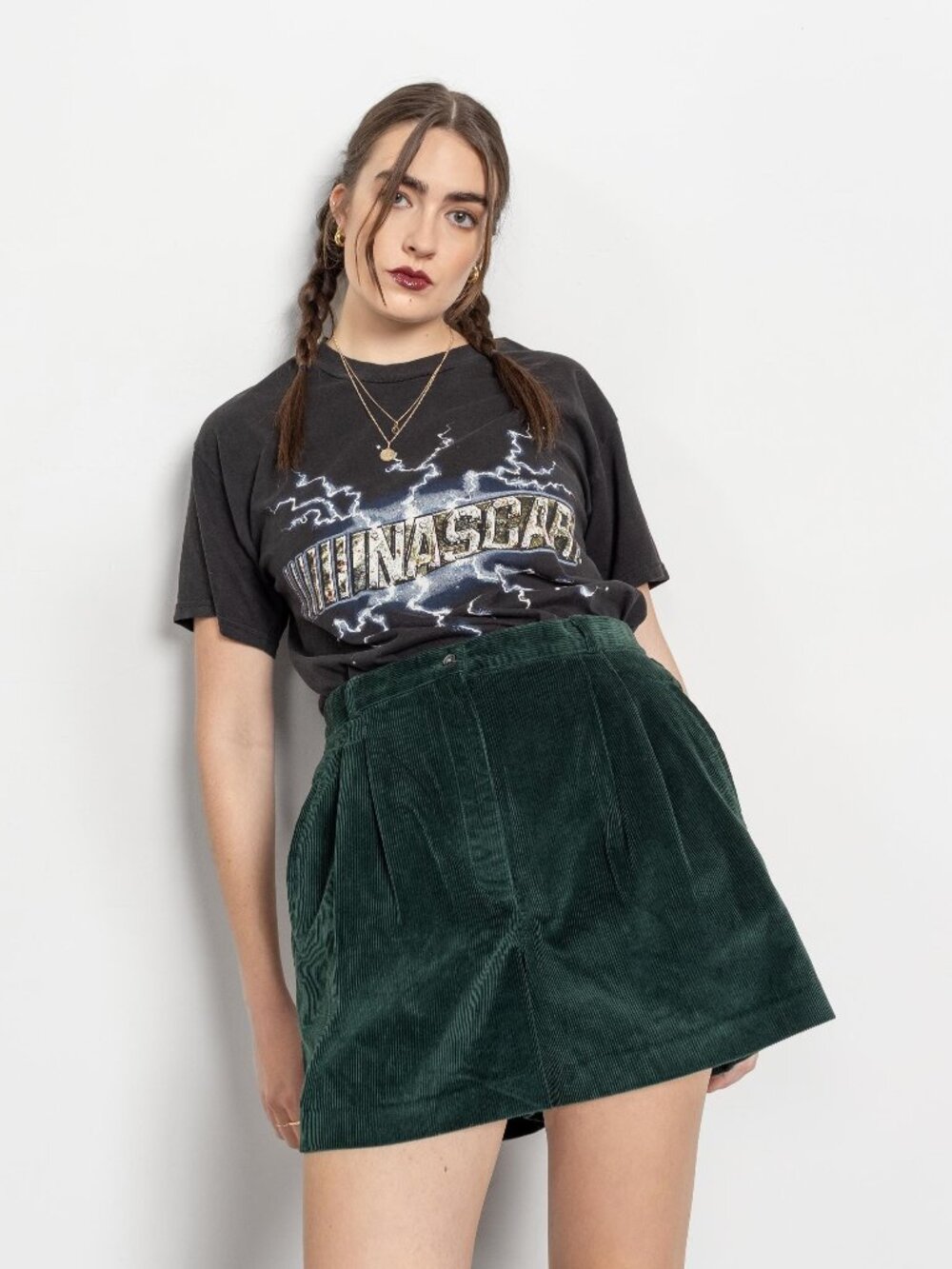 VINTAGE CORDUROY SHORTS Pleated Green 90's / 30 to 32 Waist